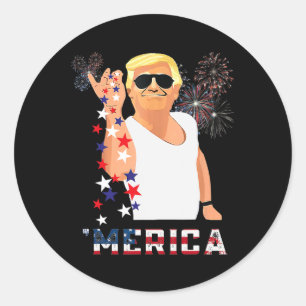 Merica Trump Outfits Merica Usa American Flag Patr Classic Round Sticker