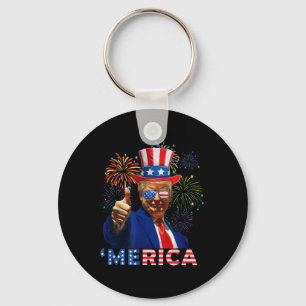 Merica Trump Sungles 4th Of July Funny Beer Drinki Keychain