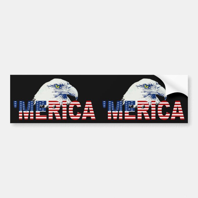 'MERICA U.S. Flag & Eagle 2-in-1 Bumper Sticker (Front)
