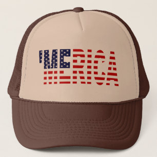 'Merica US Flag Brown & Tan Trucker Hat