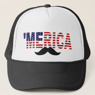 'MERICA US Flag Moustache Hat