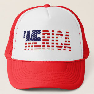 'MERICA US Flag Trucker Hat (red)