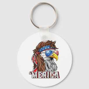 Merica Usa American Flag Patriotic 4th Of July Byl Keychain