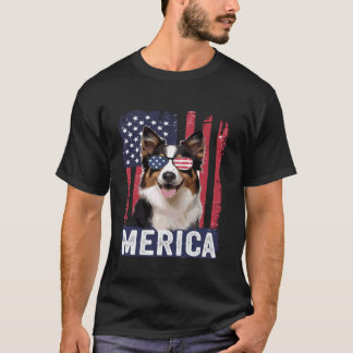 Merica USA Flag Aussie Dog T-Shirt