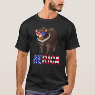 Merica Usa Flag Grizzly Bear Sunglass Patriotic 4t T-Shirt