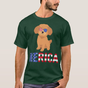 Merica USA Flag Poodle Dog Sunglasses Patriotic 4t T-Shirt