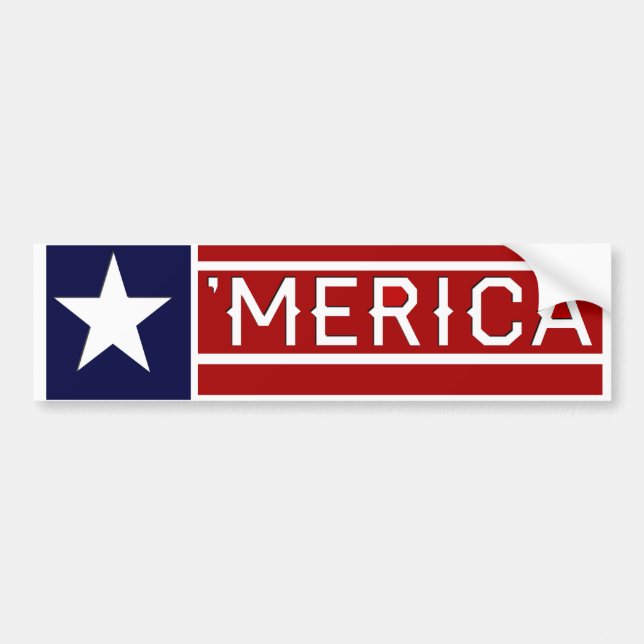 MERICA - USA Flag Shape Customizeable Text Bumper Sticker (Front)