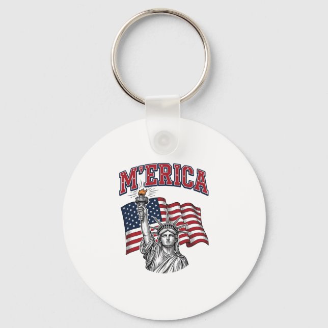MERICA Vintage Liberty Patriotic Keychain (Front)