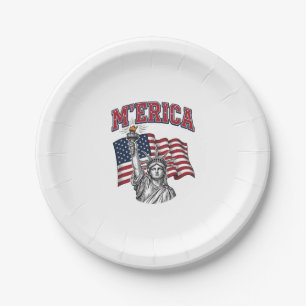 MERICA Vintage Liberty Patriotic Paper Plate