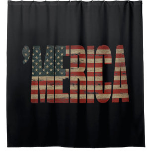 'MERICA Vintage US Flag Shower Curtain