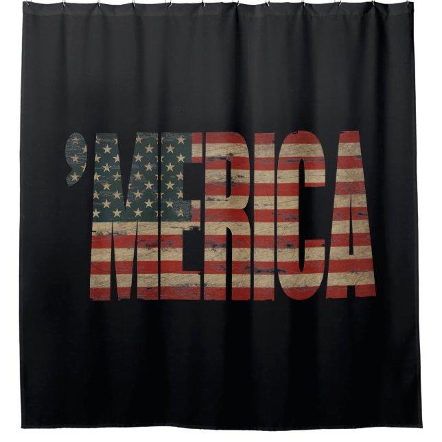 'MERICA Vintage US Flag Shower Curtain (Front)
