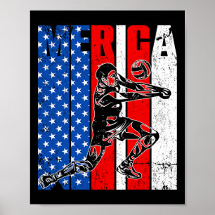 Merica Volleyll Player Usa Independence Day 4th Of Poster