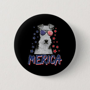 Merica Wire Fox Terrier Dog 4th Of July Usa Gift 2 Inch Round Button