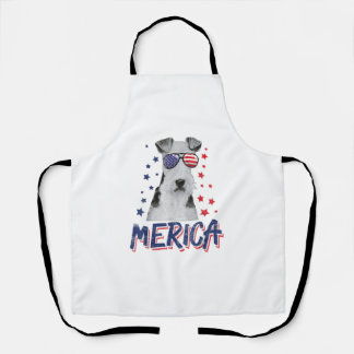 Merica Wire Fox Terrier Dog 4th Of July USA Gift  Apron