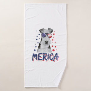 Merica Wire Fox Terrier Dog 4th Of July USA Gift Bath Towel