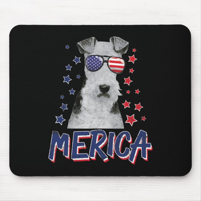 Merica Wire Fox Terrier Dog 4th Of July Usa Gift  Mouse Pad (Front)
