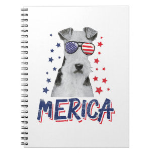 Merica Wire Fox Terrier Dog 4th Of July USA Gift Notebook