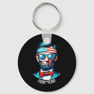 Merica Yeah Abraham Lincoln 4th Of July Keychain