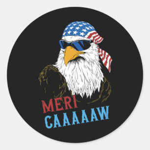 Mericaaaaaw Eagle Mullet 4th Of July Usa American  Classic Round Sticker