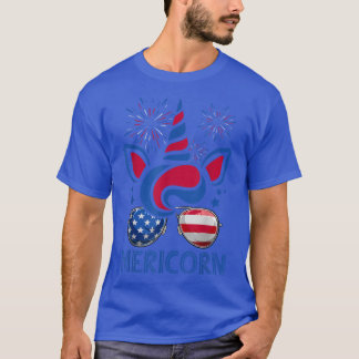 Mericorn Unicorn Face & American Flag Sunglasses 4 T-Shirt