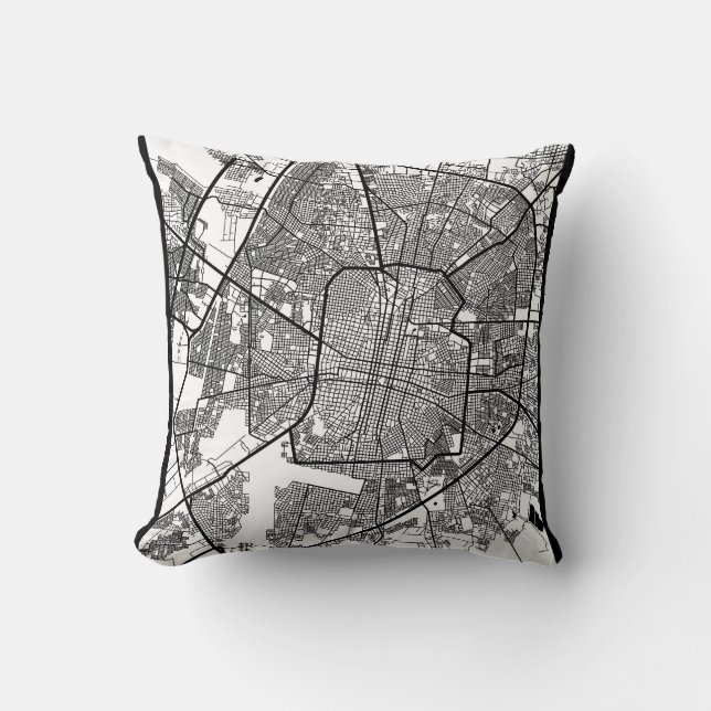 Merida Mexico City Map Throw Pillow (Front)