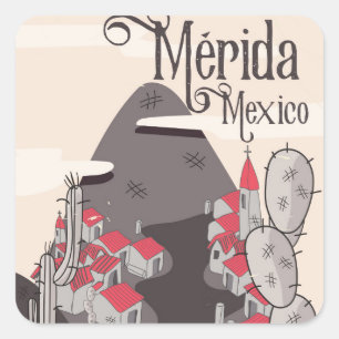 Mérida Mexico travel poster Square Sticker