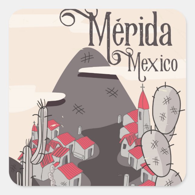 Mérida Mexico travel poster Square Sticker (Front)