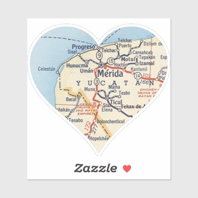 Merida Mexico Vintage Map (Sheet)
