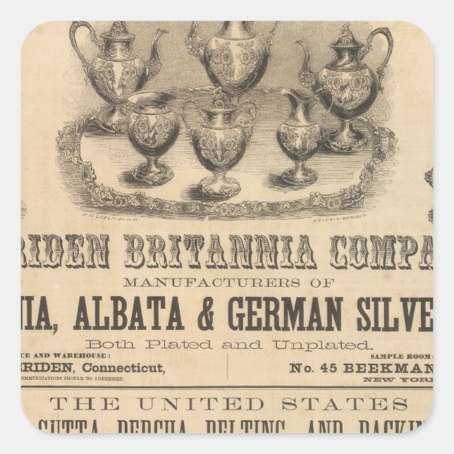 Meriden Britannia Company Square Sticker (Front)