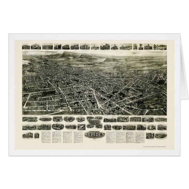 Meriden, carte panoramique de CT - 1918 (Devant horizontal)
