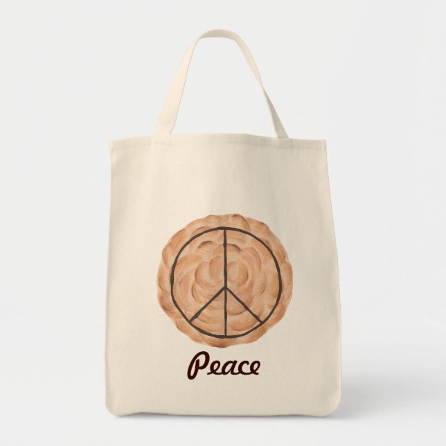 Meringue Peace Pie Tote Bags, Chocolate Peace Sign Bag (Front)