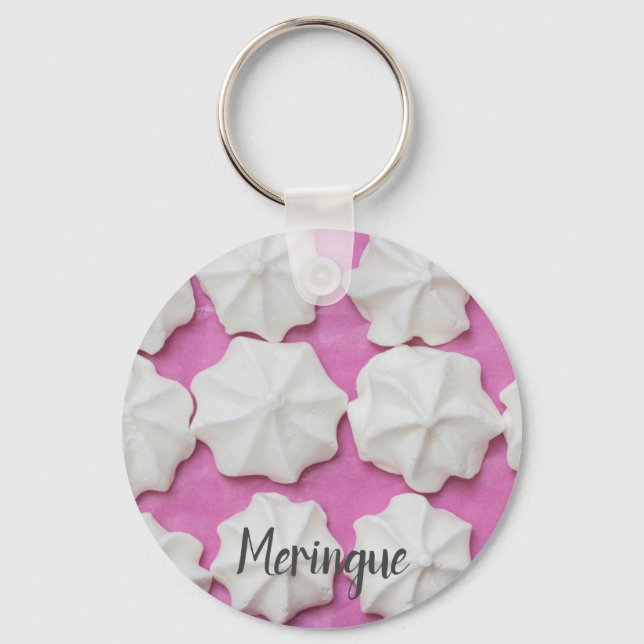 Meringues on pink paper gift keychain (Front)