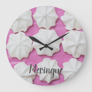 Meringues on pink paper gift large clock