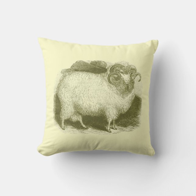 Merino Sheep 1837 Throw Pillow (Front)