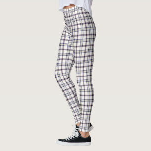 Merino White and Blue Zodiac Plaid Leggings