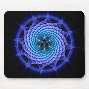 Merkaba Spiral Mandala Blue ( Fractal Geometry ) Mouse Pad