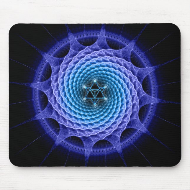 Merkaba Spiral Mandala Blue ( Fractal Geometry ) Mouse Pad (Front)