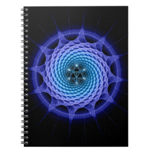 Merkaba Spiral Mandala Blue ( Fractal Geometry ) Notebook