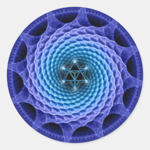 Merkaba Spiral Mandala Blue Fractal Sticker
