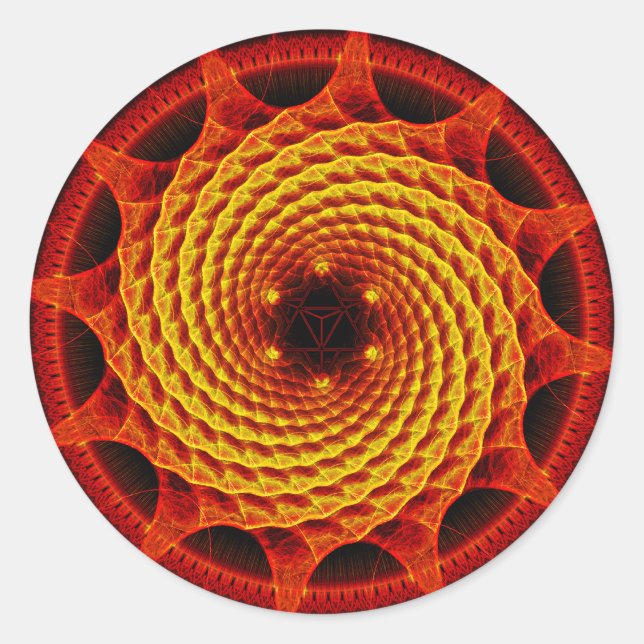 Merkaba Spiral Mandala Red Fractal Sticker (Front)