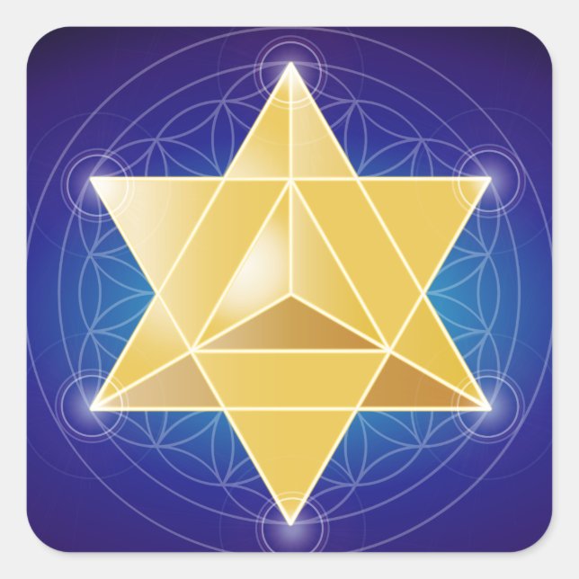 Merkaba with Flower of Life Square Sticker (Front)