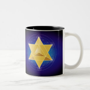 Merkaba with Flower of Life Two-Tone Coffee Mug