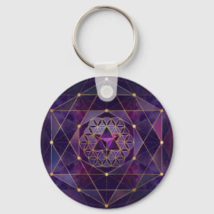 Merkabah in flower of life - Sacred Geometry Keychain