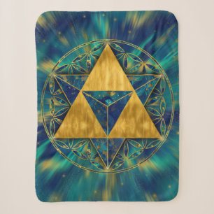 Merkabah in Flower of life Sherpa Blanket