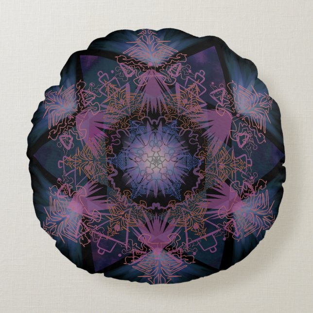 Merkabah Mandala Pattern Round Pillow (Front)