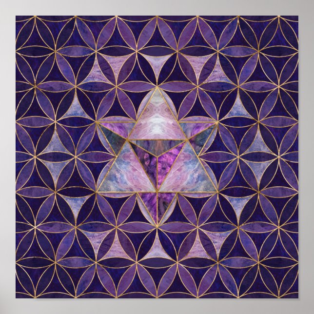 Merkabah on Flower of life pattern Poster (Front)