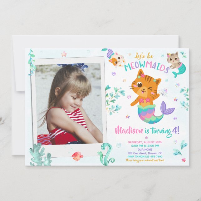 Merkitten anniversaire invitation Fille photo Magi (Devant)
