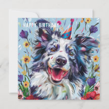Merle Border Collie Birthday card