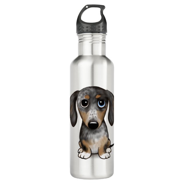 Merle Dapple Dachshund Cute Wiener Dog   710 Ml Water Bottle (Front)