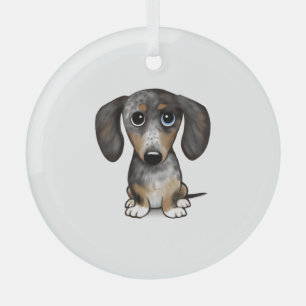 Merle Dapple Dachshund Cute Wiener Dog   Glass Ornament